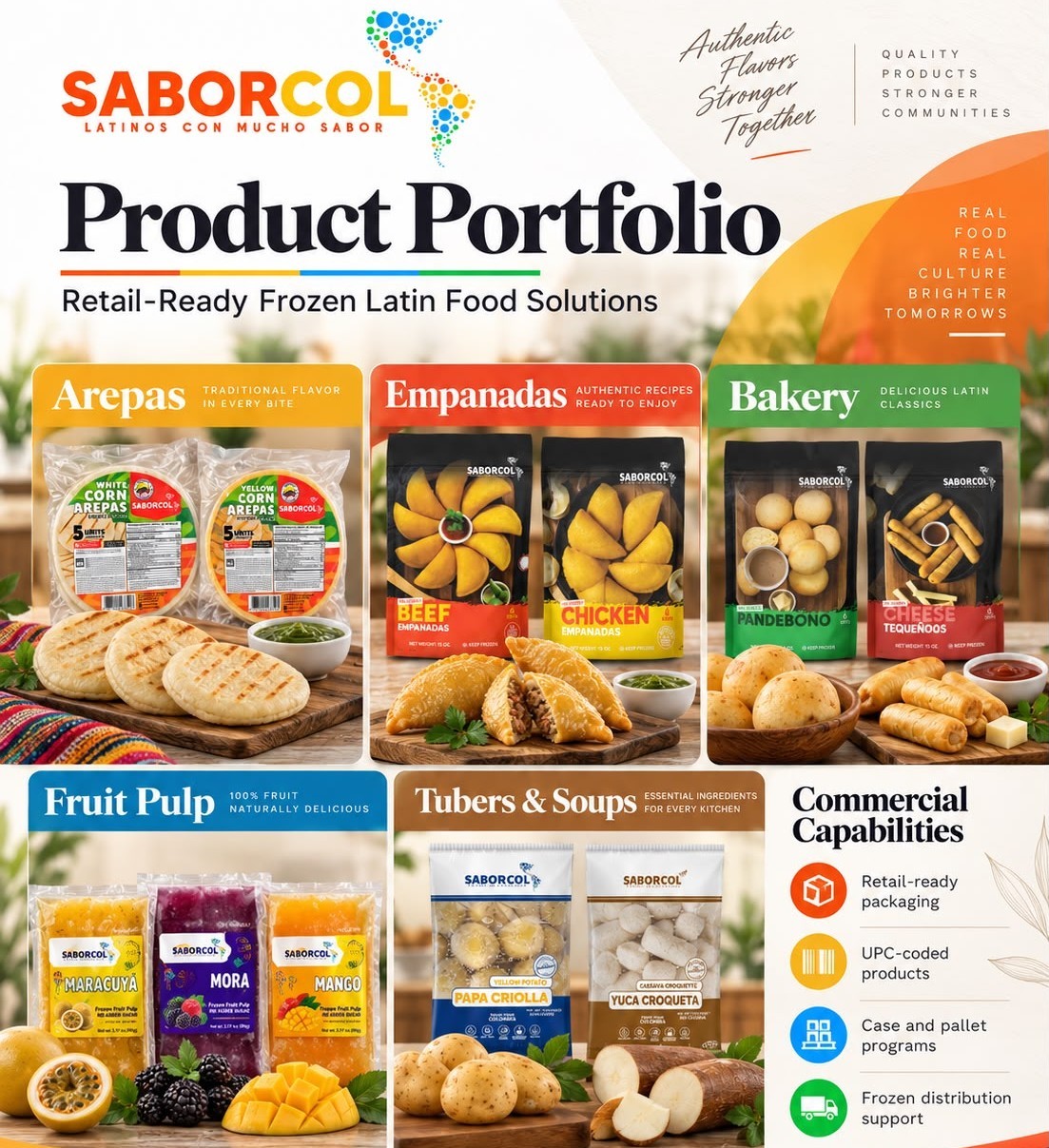 Colombian products on a refrigerated supermarket shelf
